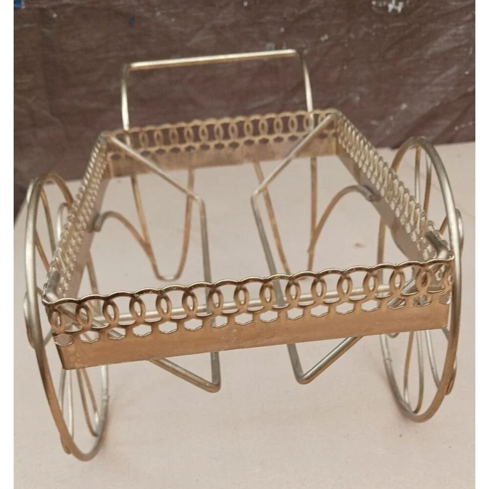 Doll House Vintage metal wire cart, basket holder 6